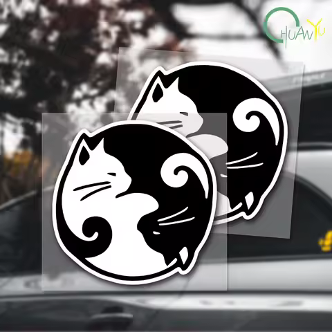 Cat Yin Yang Vinyl Decal Car Sticker Waterproof Car Decoration Body Bumper Rear Window Laptop Sticke