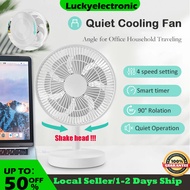 【SG 24H SHIP】 Desktop Small Fan  USB Rechargeable Mini Fan Portable Table Fan Timed Automatic Rotation 4 Speed