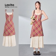 Lovito Refin Red Plaid Dress