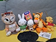 夾公仔機细毛公仔跳跳虎$38/小熊維尼38/PC狗30/日本糖果貓$38/miffy兔仔$38