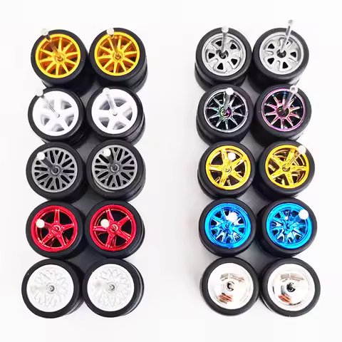 10sets 1/64 Alloy Car Wheels 11.2mm Rims 10-Rays Advan BBS Flat Rubber Tires MMS Series for HW 1:64 