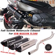 Slip On For SYM MAXSYM TL500 TL 500 Motorcycle Exhaust Escape Modify Full System Muffler With Catalyst Front Link Pipe DB Killer