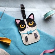 貓咪-黑白賓士貓 手工皮革證件套/悠遊卡/識別證卡套