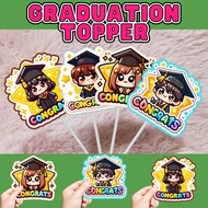 CHIBI DESIGN Graduation girl topper for bouquet or cake satin or fuzzy wire flower - DHESZ ASUNCION