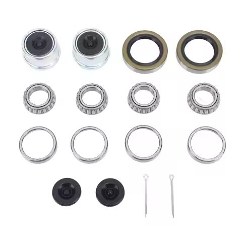 2 Set Trailer Hub Bearing Kit 1.98in Dust Caps Cotter Pins Axles Trailer Wheel Hub Leak Proof for 1‑