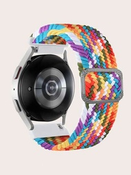 1只彩虹編織尼龍彈性手錶帶,適用於三星/小米/華為/amazfit/garmin/fitbit手錶,20mm/22mm