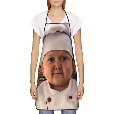 1pc Little Chef Pattern Apron Novelty Personalised Creative Pattern Apron Practical Apron for Househ
