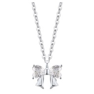 Necklace s999 Zircon High-End Feel Bow Love Korean Style Sterling Silver Flashing Diamond Classy Pen