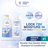 Dove Hya Keratin Shine Shampoo 650ml & Conditioner 630ml