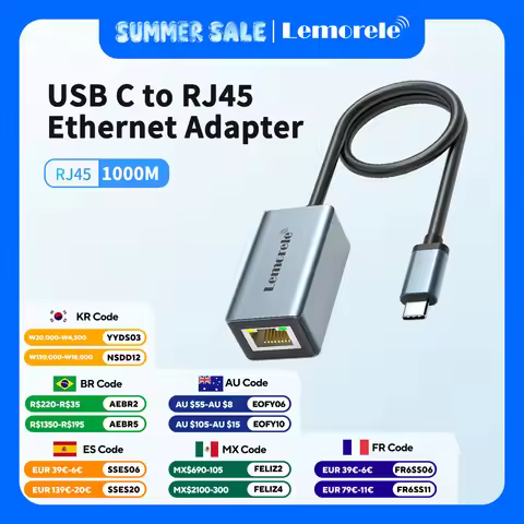 Lemorele USB to RJ45 Ethernet Adapter USB 3.0 1000Mbps for Tablet Laptop Nintendo Switch Lan Support