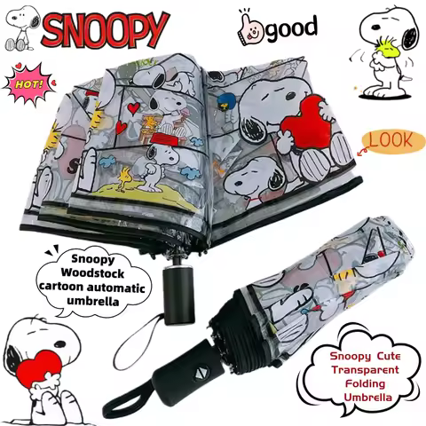 AA Snoopy Woodstock Cartoon Creative Automatic Umbrella Two-Dimensional Animation Peripheral Transpa