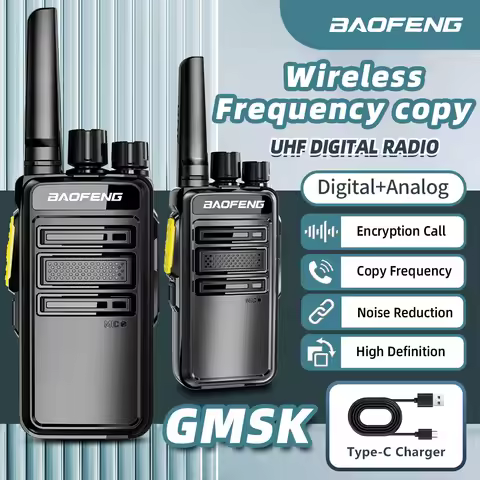 2PCS Baofeng GMSK Digital Walkie Talkie BD-V12B Encrypted Call Noice Reduction Radio UHF Wireless Co