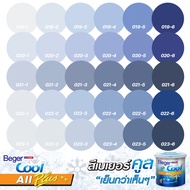 Beger คูลออลพลัส กึ่งเงา สีฟ้าคราม 1ลิตร 3.78ลิตร และ 9ลิตร สีทาภายนอก และ สีทาภายใน สีน้ำกึ่งเงา สีบ้านเย็น