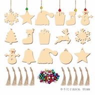 Wooden Crafts Creative Christmas Wood Chip Pendant Home Decorations Hand-Painted DIY Props Christmas