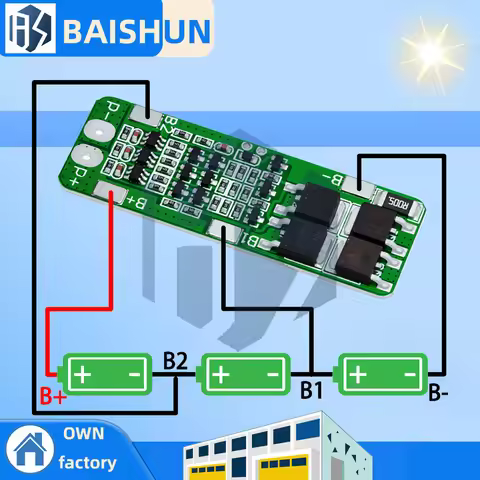 ‌"3S 12.6V 15A BMS & Charger Module for 18650 Li-ion/LiPo Batteries – Overcharge, Over-Discharge Pro