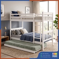HI SEASON Muji Style Double Decker/100% Rubber Solid Wooden Bunk Bed/Katil Kayu Getah Pepeja 2 tingk