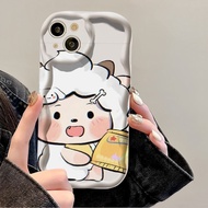 Lazy Sheep Cream Pattern Phone Case Suitable for VIVO Y01 Y02S Y3 Y11 Y12 Y15S Y16 Y20 Y21 Y35 X23 X27 X30 X50 X60 X70 X80 X90 S9 S1 S12 S15 S15 V20 V25 V27 All-Inclusive Silicone Soft Case