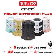 ENCO Smart Extension Plug Tower Surge Overload Protector Socket Multiple UK 3 Pin Charging USB Port 