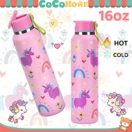 16oz Kids Tumbler Thermos Bottle Kids Stainless Steel Water Bottle Aquaflask Tumbler Cute Cartoon Bo