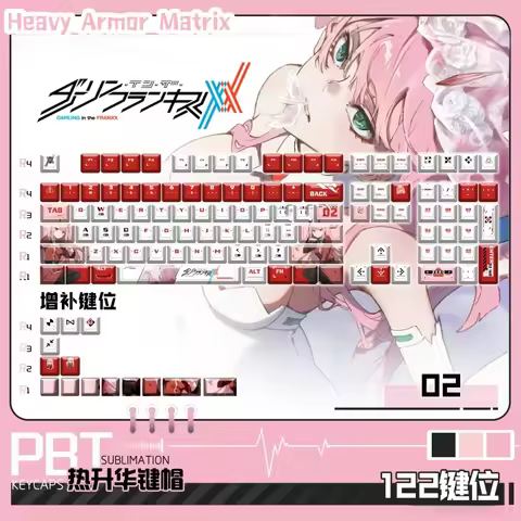 Darling In The Franxx 02 Anime Theme Keycaps 120 Key Pbt Mechanical Keyboard Games Cartoon Cute Coll