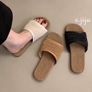 Ready Stock+Bohemian Style💕Woven Slippers Vacation Slippers Flip-Flops Casual Slippers Flat Slippers