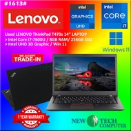 #1613 USED LENOVO THINKPAD Intel Core i7-7600U 8G 256GB SSD INTEL UHD 14" INCH HD 1 Year Warranty TR