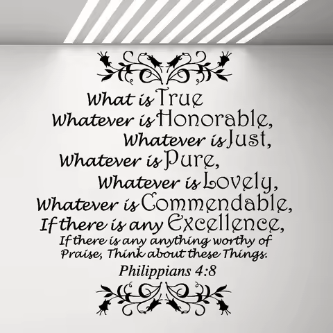 Everything Is Right Wall Stickers Philippians 4:8 Bible Verses Wall Art Decals Quote Words Bedroom H