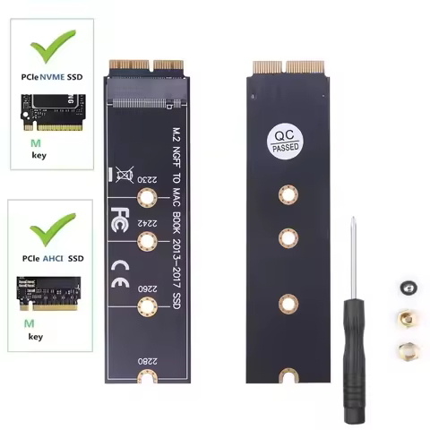 M.2 NVME SSD Case Convert 2013-2017 NGFF PCIE to M2 Adapter for A1465 A1466 A1398 A1502 PCI-E PCI Ex