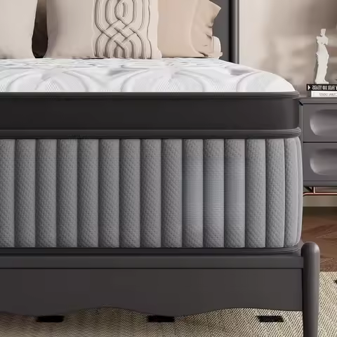 Extra Firm Queen Mattress 14 Inch, Deep Sleep Hybrid Mattresses 7-Zone Pain Relief - Extra Firm Bed 