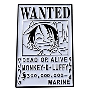 One Piece Luffy Bounty Wanted Poster Comic Brooch Japanese Anime Cartoon Metal Badge Pin