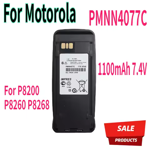 For Motorola PMNN4077C Walkie Talkie Li-ion Battery 1100mAh 7.4V High Power Compatible with P8200 P8