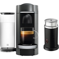 กาแฟ Vertuoplus &amp; เอสเพรสโซแบบเสิร์ฟเดี่ยวและเครื่องตีฟองนมสีดำ
