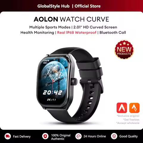 Aolon Curve Smart Watch 2.01" IPS Display Bluetooth 5.4 Call IP68 Waterproof Fitness Tracker Heart R