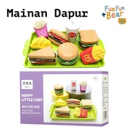 Mainan Dapur Budak | Pretend Play Cutting Buah Sayur Burger Toy Set