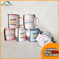 KINSTON 1pcs Mug Keramik 11oz TYPO ON PAPER Gelas Coffee Stoneware Dengan SLEEVE 325ML