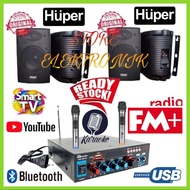 Huper 6 Inch Mini Speaker Karaoke Smart tv Youtube 2 Mic Wireless
