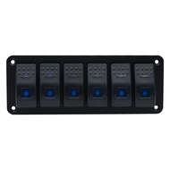 12V 6 Gang Rocker Switch Panel LED Toggle Switch Panel Interior Parts Waterproof Double Light Switch