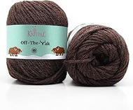 Off-The-Yak Squishy Soft Woolen Yarn for Knitting and Crocheting, Heavy Worsted/Aran Weight #4, 25% Yak, 50% Wool, 25% Acrylic, 3 Skeins per Pack, 360yds/300g (Cocoa Brown)