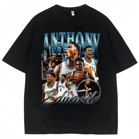 Vintage Anthony Edwards Graphic T Shirt Women Clothing Basketball Fans Gift T-shirt Cotton Summer Hi