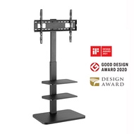 F8600 series ขาตั้งทีวี 37“-75" Home Use TV Floor Stand with Double shelves Max VESA 600x400mm. Weig