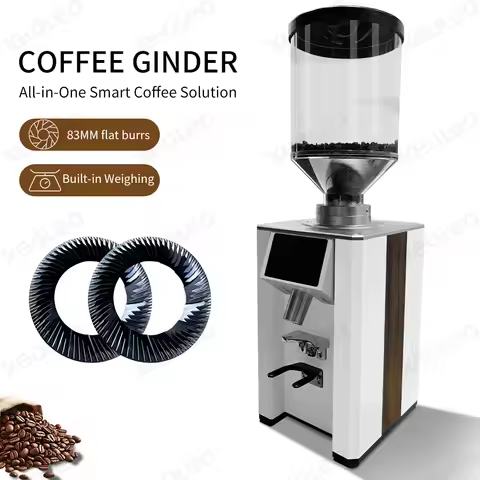XEOLEO Commercial Coffee Grinder 83mm Titaninum flat burr Built-in Weighing 1800g Espresso coffee gr