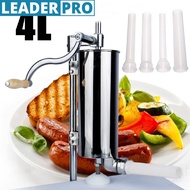 Gray 4L 304 Stainless Steel Meat Sausage Stuffer Maker Vertical Machine 4 Tube Commercial