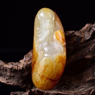 精品 天然新疆和田玉籽料壽星手把件擺件把玩件 笑臉喜慶