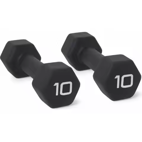 Barbell, 10lb Black Neoprene Dumbbell, Pair full-body workout prevent rolling