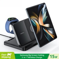 Foldable Wireless Charger 3 in 1 Station for Samsung Z Fold 3/Z Flip4 Qi Fast Wireless Charging for Galaxy Watch/EarBuds