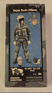 正版"Verlinden Productions" 1/16 120mm U.S. NAVY 'TOP GUN' PILOT, 絕版美國海軍(壯志凌雲)F-14雄貓飛行員手辦公仔模型, ITEM NO