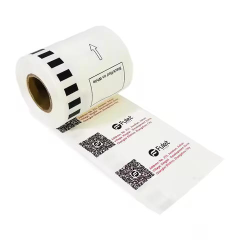 Brother DK-22251 Black/Red on White Continuous Labels 2.4" x 50' width 62mm label roll