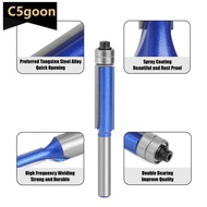 C5GOON 1/4pcs 1/4" Shank Trim Router Bit with 2 Blade Double Bearing Bits Wood Milling Cutter for Wo