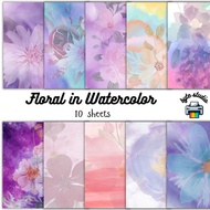 10 Sheets 8x8 Floral in Watercolor Print by byte studio | Premium Paper Craft Journal Stationery