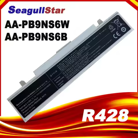White AA-PB9NS6W AA-PB9NS6B battery For Samsung R428 R429 AA-PB9NC5B AA-PB9NC6W
